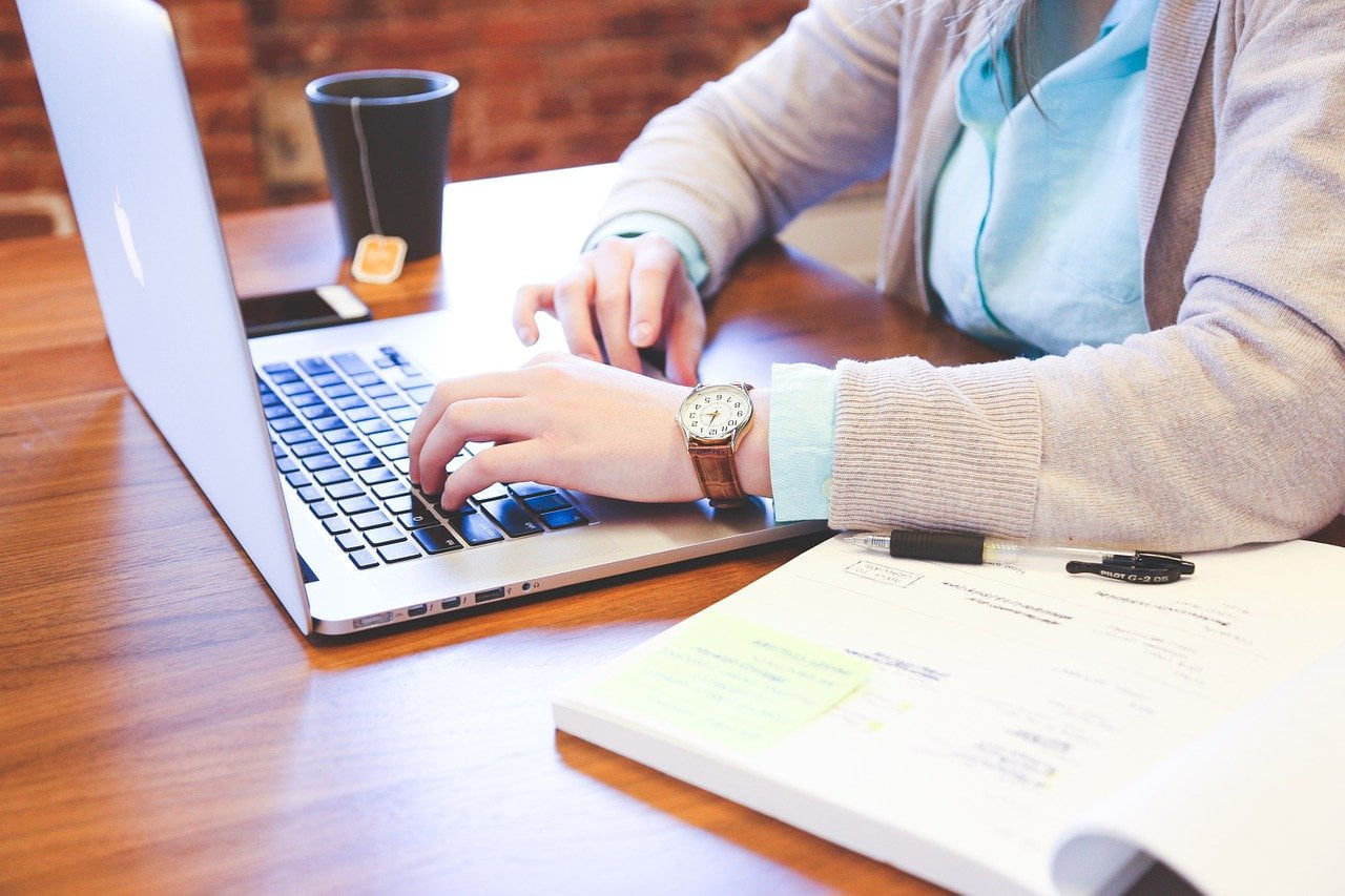 woman on a laptop