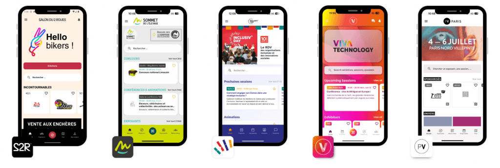 application pour son événement - exemples