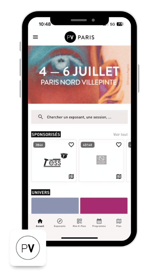 Application événementielle utilisée par le salon Première Vision
