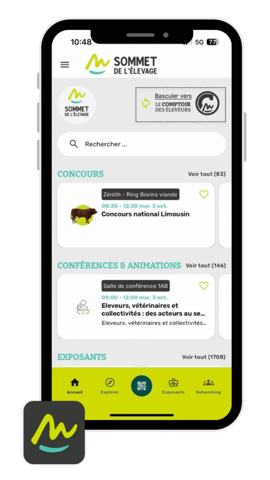 Application événementielle utilisée par le salon Sommet de l'Elevage