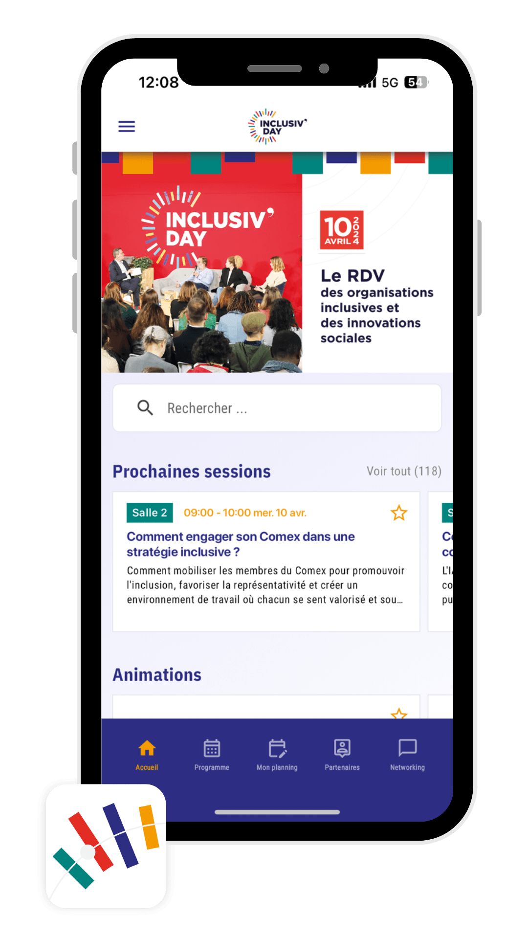 Application événementielle utilisée par le salon Inclusivday