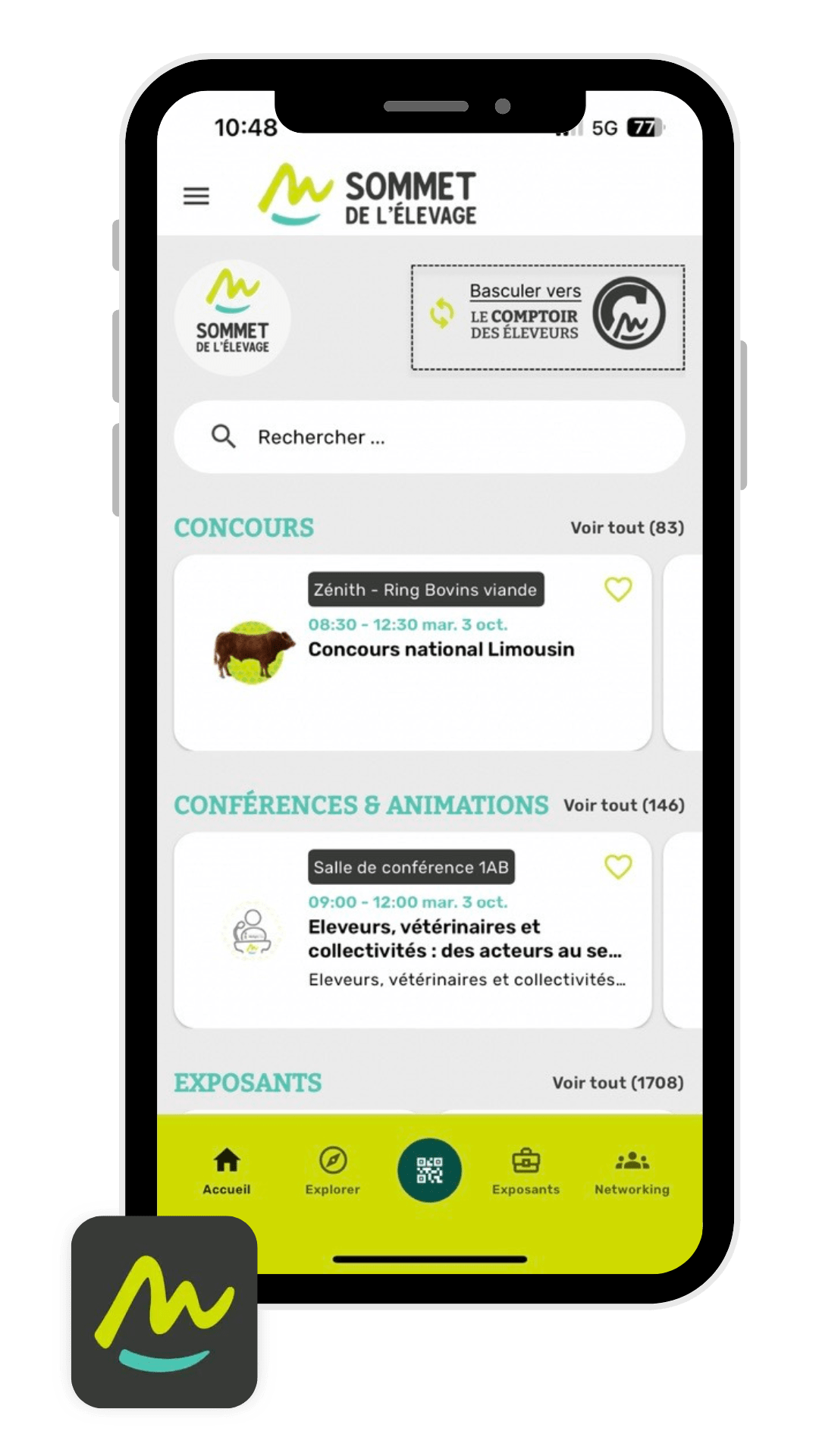 Application événementielle utilisée par le salon Sommet de l'Elevage