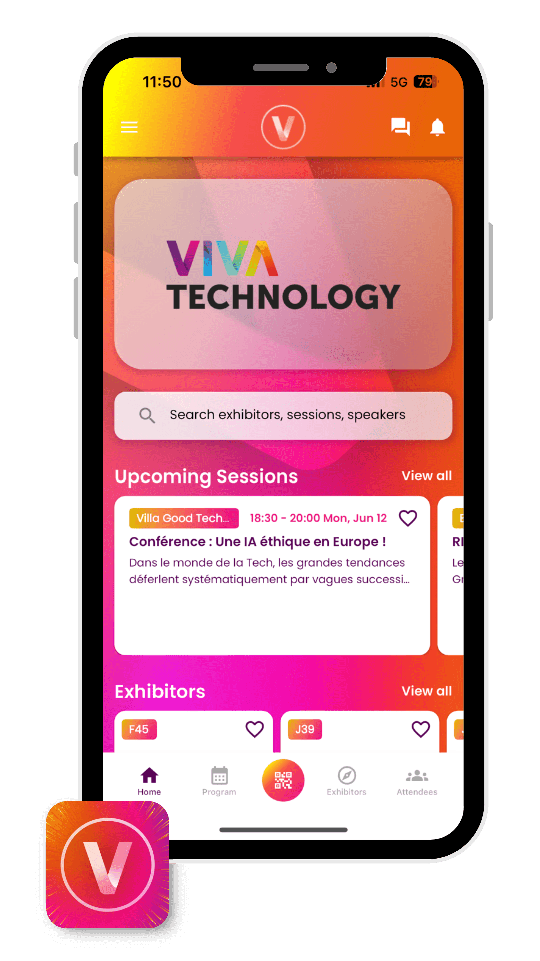Application événementielle utilisée par le salon Vivatech