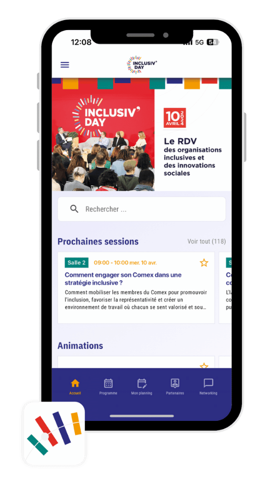 Application événementielle utilisée par le salon Inclusivday