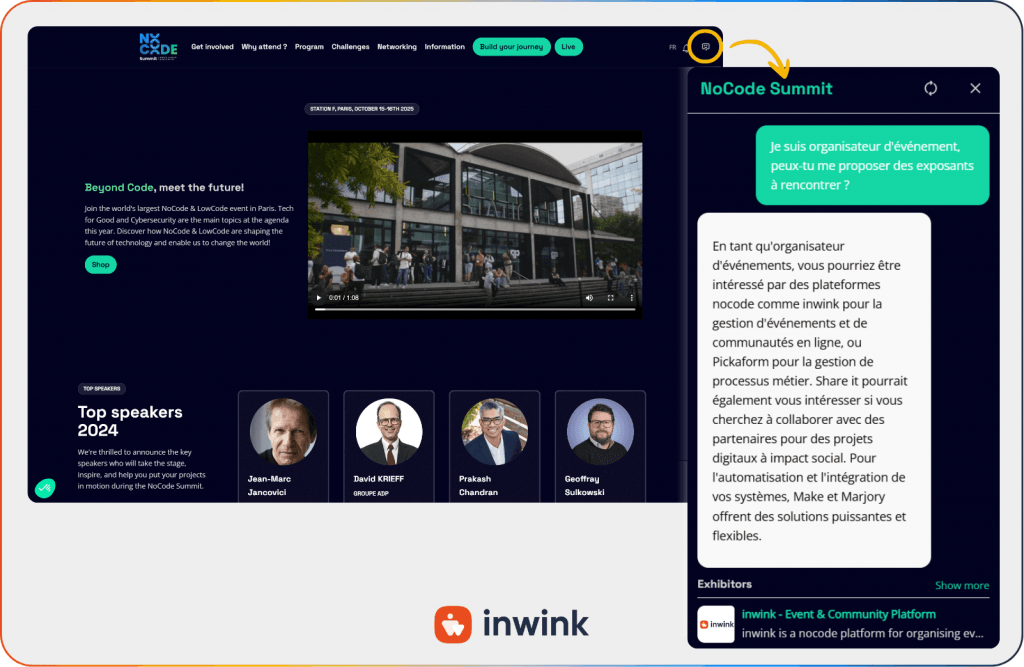 IA pour les participants - chatbot exposant